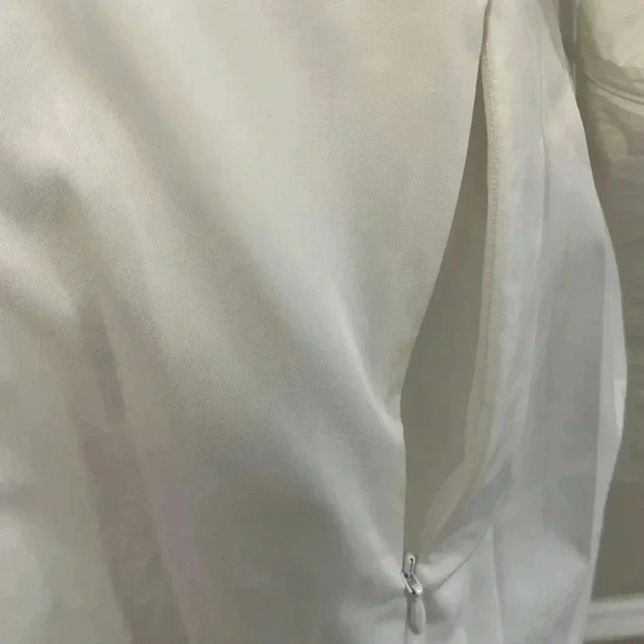 [M]Samuel Dong White Bubble Sleeves  Belted Dress Trench Coat - Picture 10 of 11